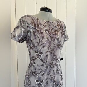 Marchesa Notte “Malaguena” Embroidered Tulle Gown – Lavender/Silver – Size 8